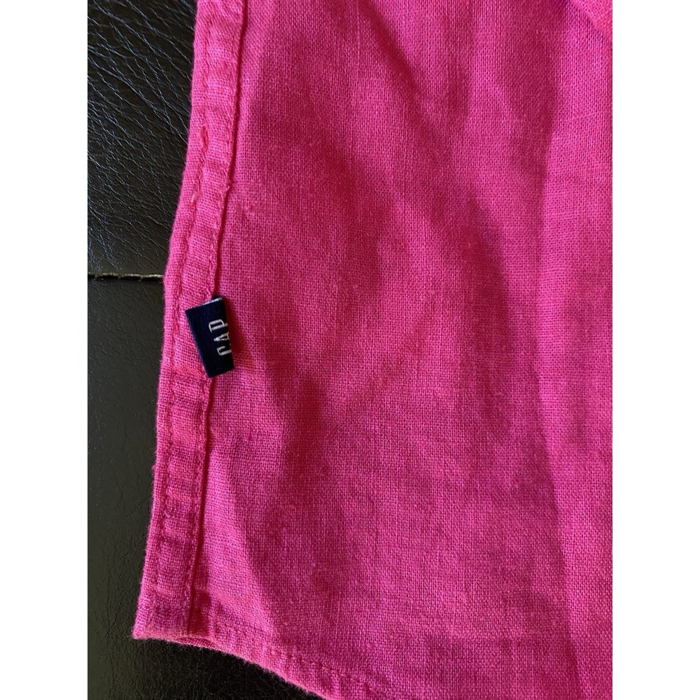 GAP Linen Blend‎ Button Up Shirt Womens XS Hot Pink Long Sleeve Tunic Top Beachy - Picture 9 of 16